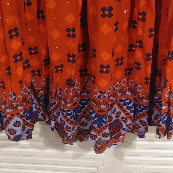 Free People orange and light blue collared top - Picture 5 of 7